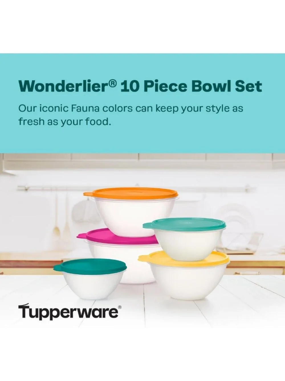 10-Piece Colorful Food Storage Bowl Set - BPA Free, Dishwasher Safe, Stackable